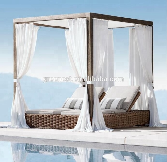 High quality wicker garden gazebo bed outdoor luxury canopy bed