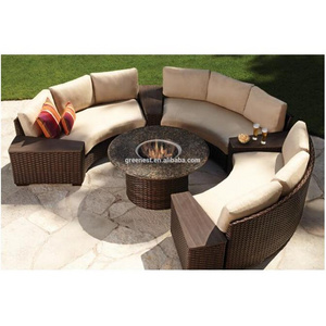 outdoor garden rattan furniture sectional half round lounge sofa