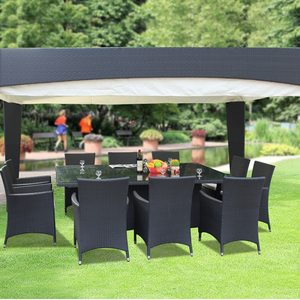 Green outdoor aluminum frame poly rattan gazebo