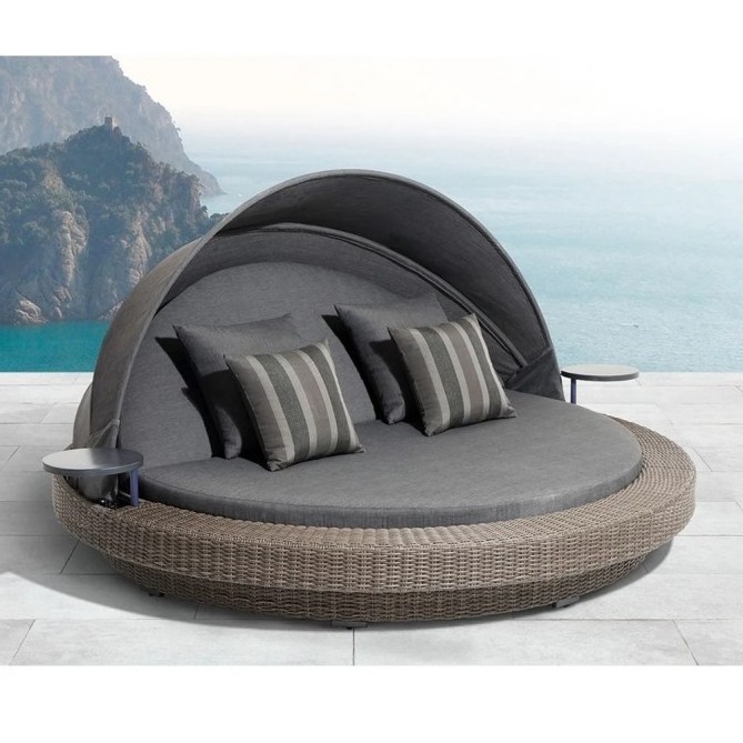 waterproof outdoor round bed aluminum beach sunbed