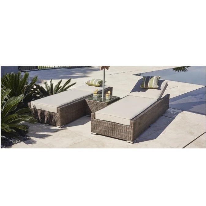 wicker resin outdoor sun lounger swimming pool lounge chair