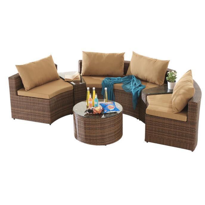 Elegant half round sofa set synthetic rattan outdoor semi circle furniture