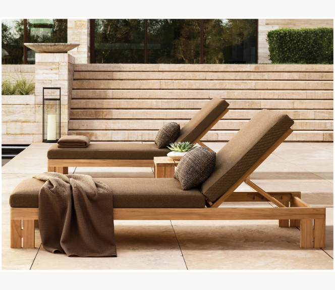 2023 New Arrival Luxury Furniture Patio Garden Sofa Teak Furniture Outdoor Solid Wood Teak Sun Lounge