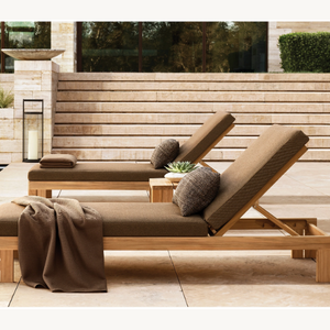 2023 New Arrival Luxury Furniture Patio Garden Sofa Teak Furniture Outdoor Solid Wood Teak Sun Lounge