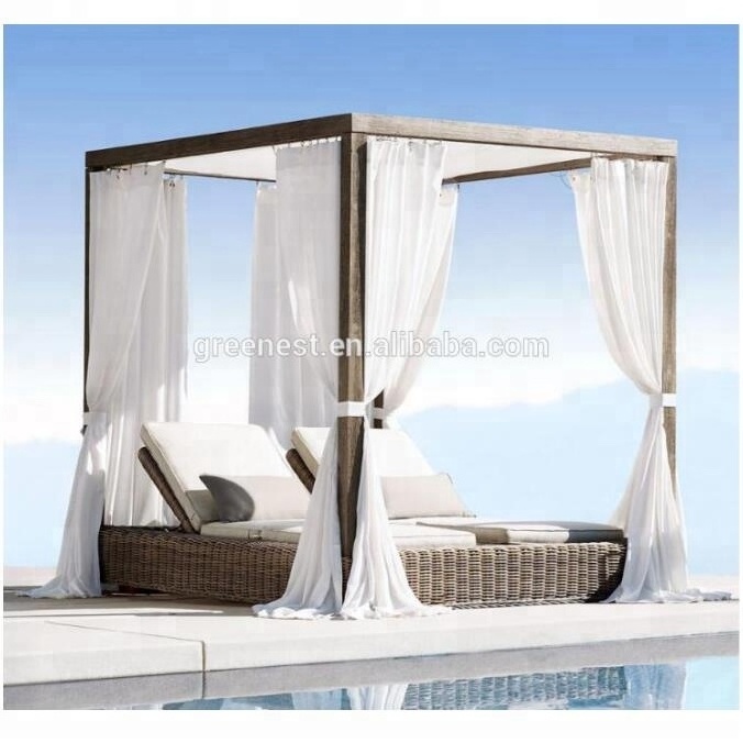 High quality wicker garden gazebo bed outdoor luxury canopy bed