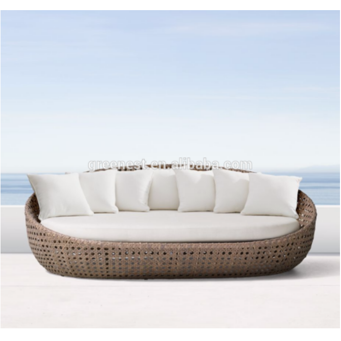 cheap double beach bed outdoor round rattan daybed