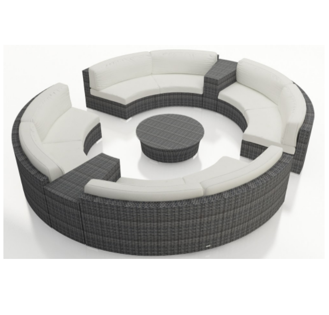 Living room and outdoor rattan sectional curved round shape sofa