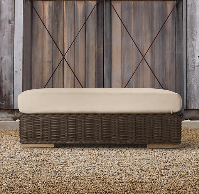 hand woven outdoor round rattan ottomans