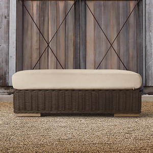 hand woven outdoor round rattan ottomans