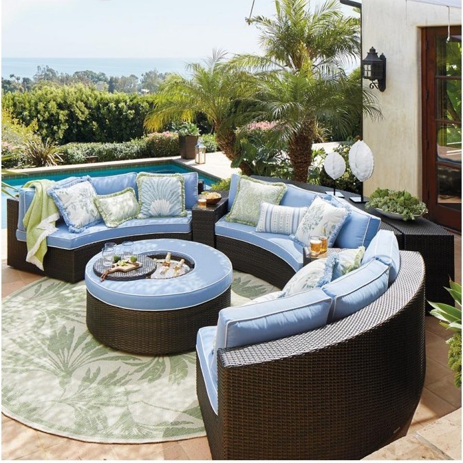 luxury sectional garden furniture outdoor rattan curved sofas