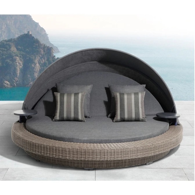 waterproof outdoor round bed aluminum beach sunbed