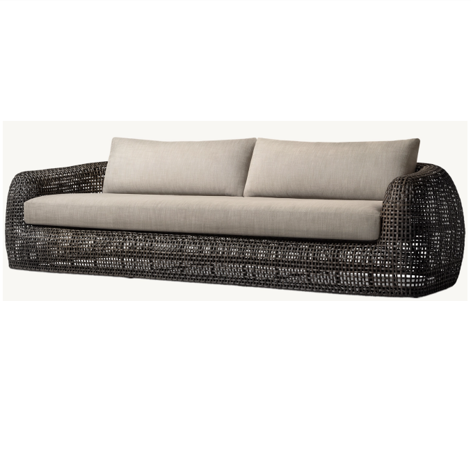 All weather wicker waterproof long sofa outdoor loveseat