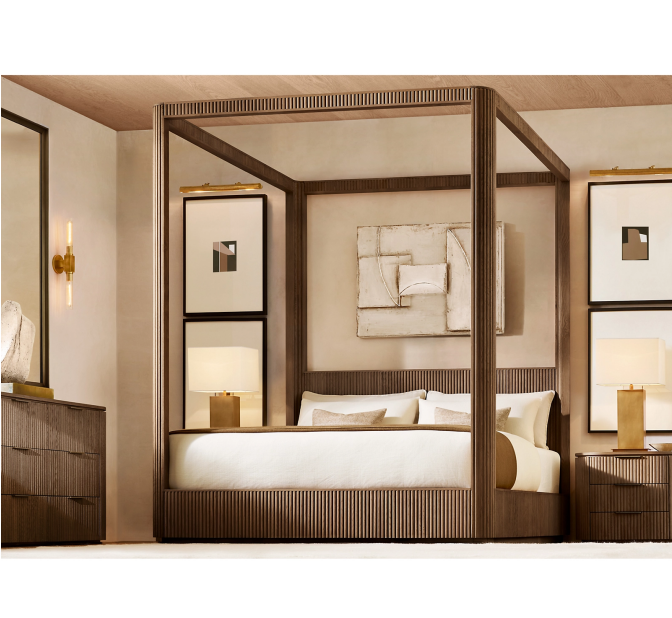 Modern Home Bedroom Furniture Hotel Wooden Beds Oak Canopy Bed