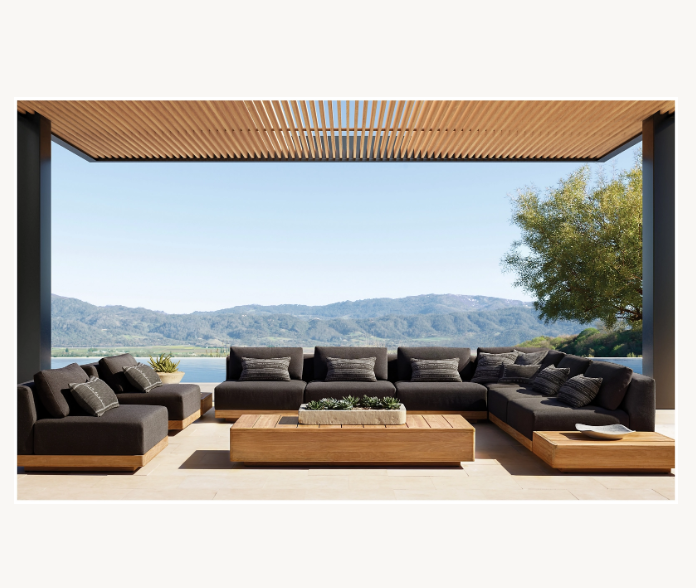 2023 Outdoor Furniture Set Pool Luxury Outdoor Furniture Garden Set Modular Teak Wood Sectional Sofa