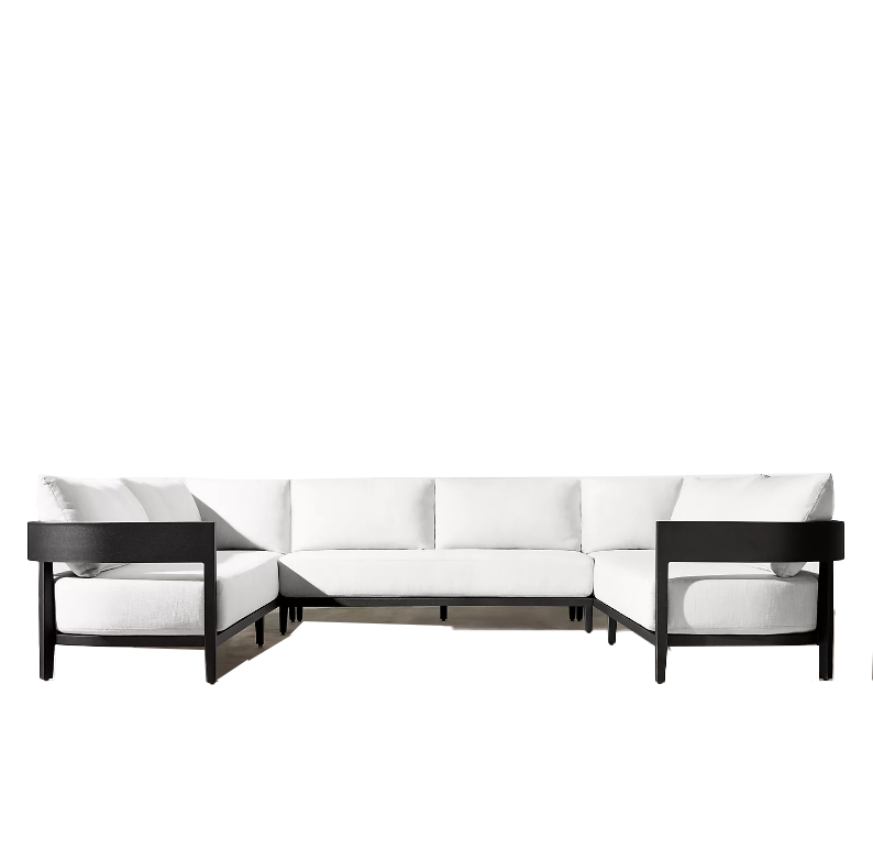 Green high end outdoor garden furniture patio living room metal aluminum U sofa sectional