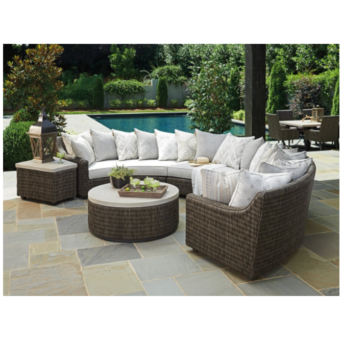 2018 curved rattan sofa set sectional wicker semi circle patio furniture