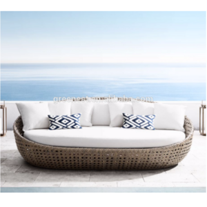 cheap double beach bed outdoor round rattan daybed