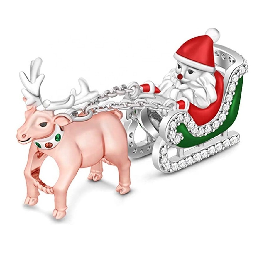 Fine jewelry hotsell sterling silver Christmas Grinch Dangle Charm, real silver santa elk charms for bracelets making