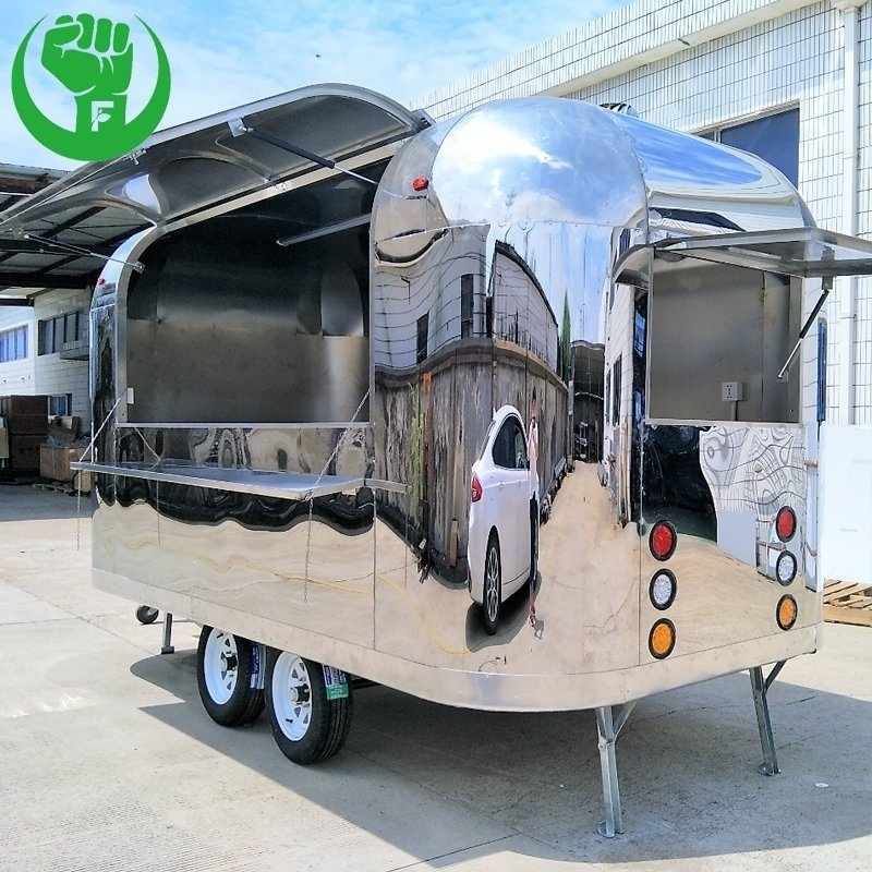 Fashionable Airstream Food Trailer Stainless Steel Fast Food Truck with CE Food Cart