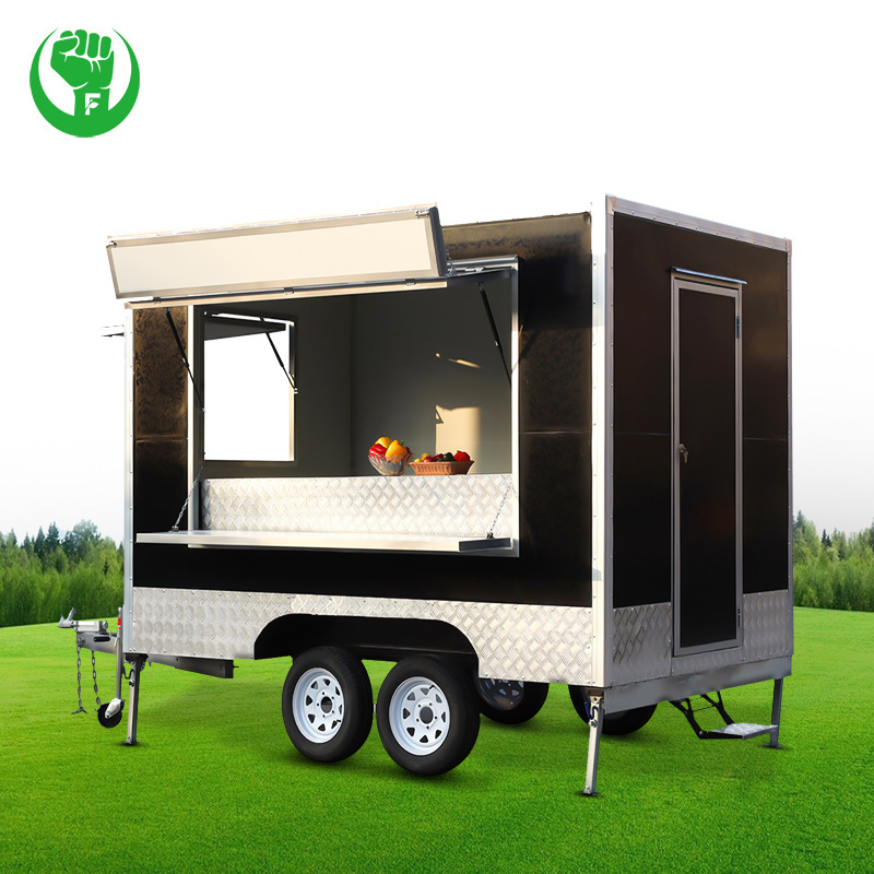 Bakery Equipment Luxury Customised White Black Mobile Restaurant Stainless Steel Snacks Restaurante Fruit Stand Cart Fruit Truck