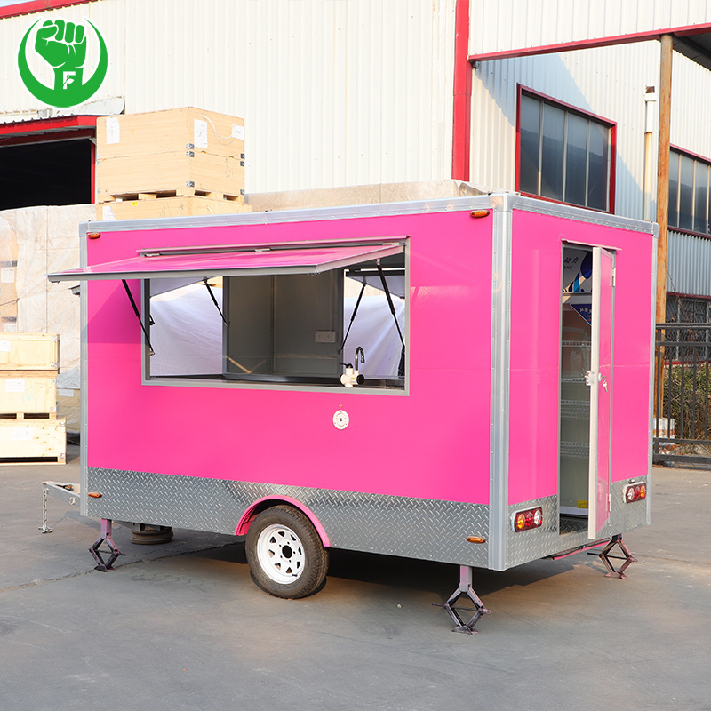 Pink mobile container food trucks crepe trailer with kabab shop Bakery Seasoning plant for sale