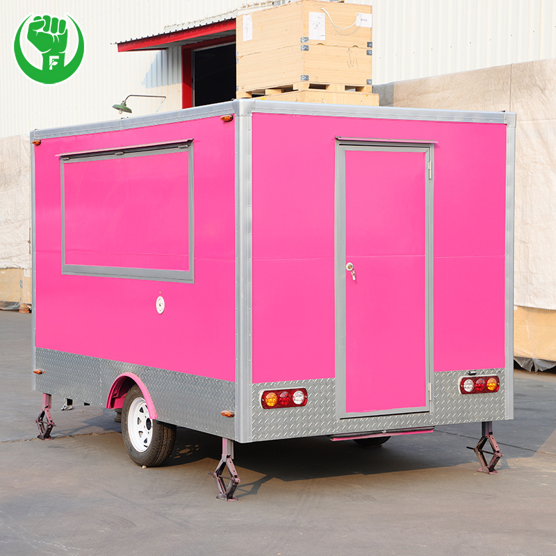 Pink mobile container food trucks crepe trailer with kabab shop Bakery Seasoning plant for sale