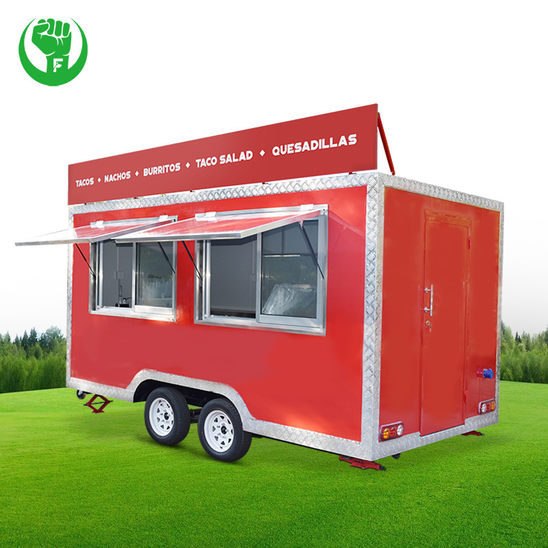 Customized ice cream popcorn coffee cake salad display ice cream push cart green food truck air conditioner