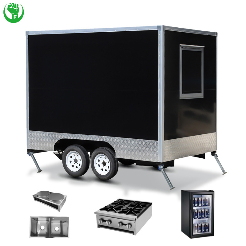 Bakery Equipment Luxury Customised White Black Mobile Restaurant Stainless Steel Snacks Restaurante Fruit Stand Cart Fruit Truck