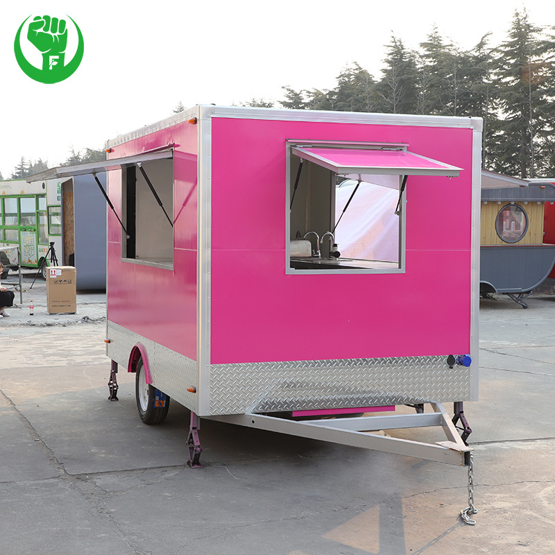 Pink mobile container food trucks crepe trailer with kabab shop Bakery Seasoning plant for sale