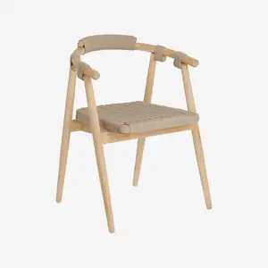 Nordic modern minimalist style home restaurants, living rooms, hotels, homestays, solid wood woven rope dining chairs, desks,