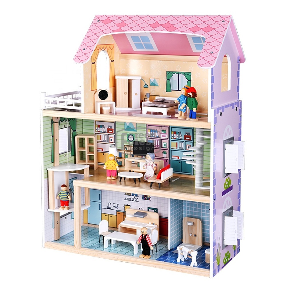 Toy Houses for Boys New Style Hot Sale Mini Doll House Unisex Wooden Dollhouse Wooden Very Heavy Doll House Very Big Support