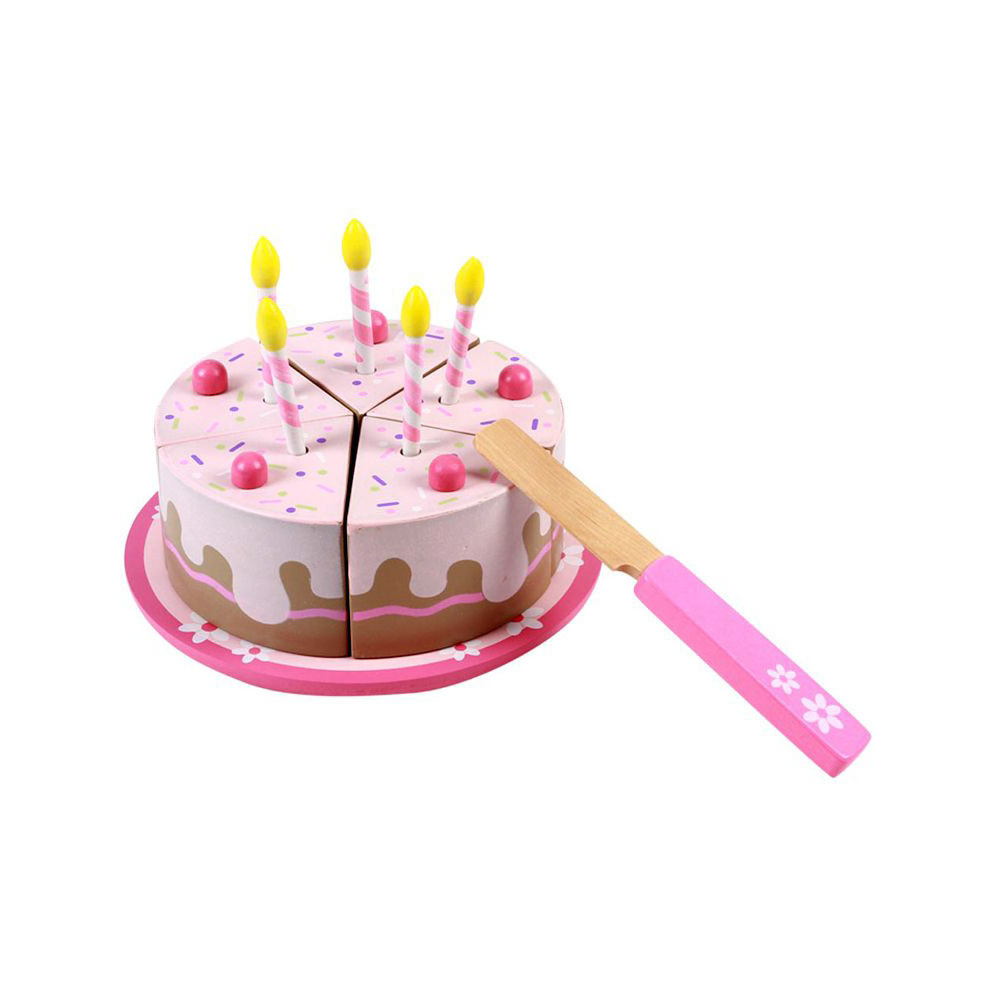 cute pink princess cake diy cut and happy set viga wooden birthday cake toy children's play house toys