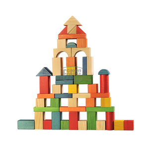 Solid Wood Blocks Stacking Bricks Board Games 50 100 Pieces Construction Building blocks toy