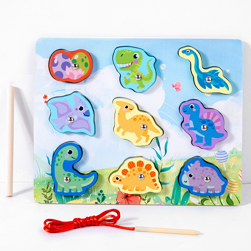 Montessori Educational Go Fishing Gaming Gift Toy 3d Wooden Cat Fishing Jigsaw Puzzles Game