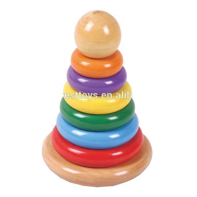 Educational Toy Stacking Rings Wooden Rainbow Stacker