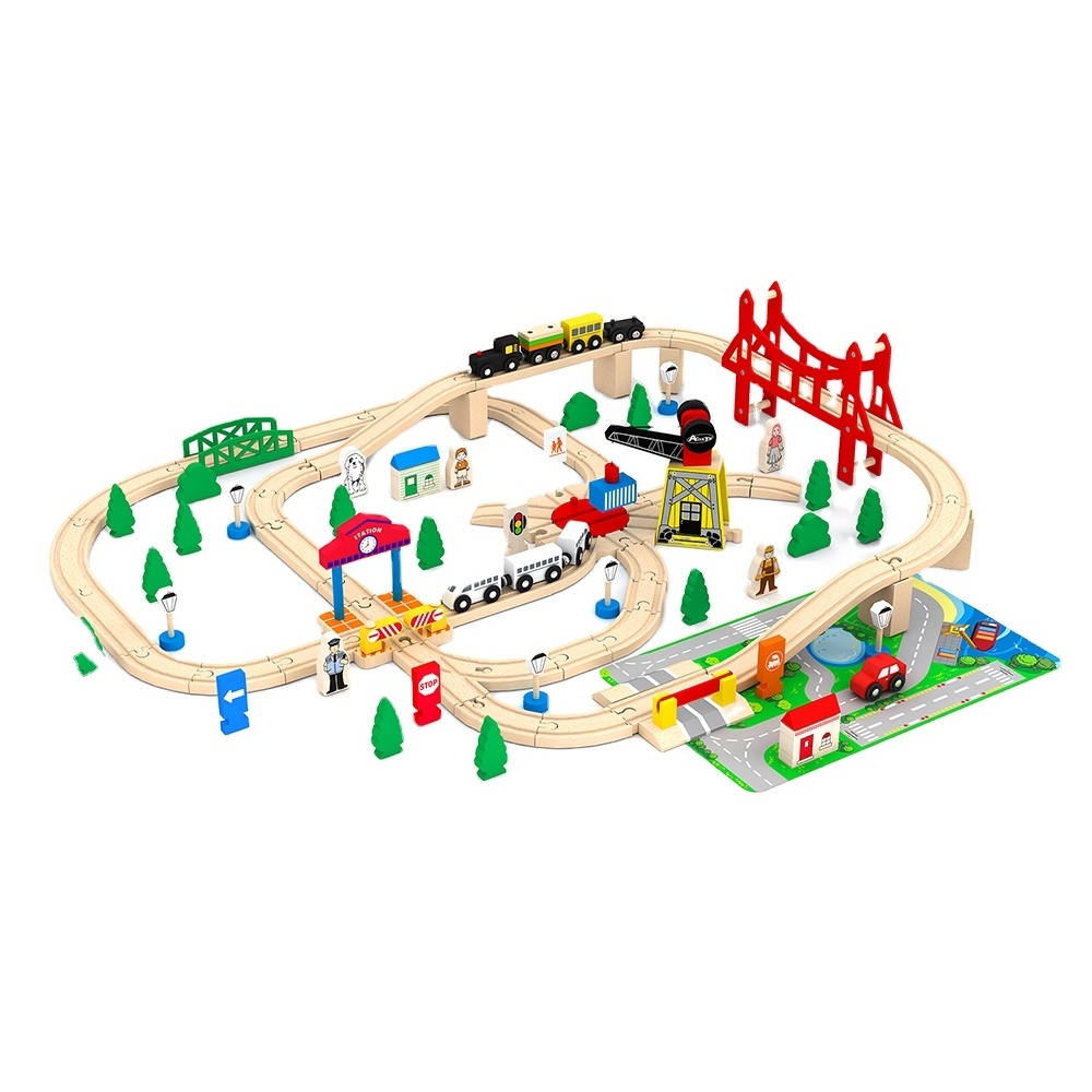 Educational Toy 100pcs Classic Wooden Train Track