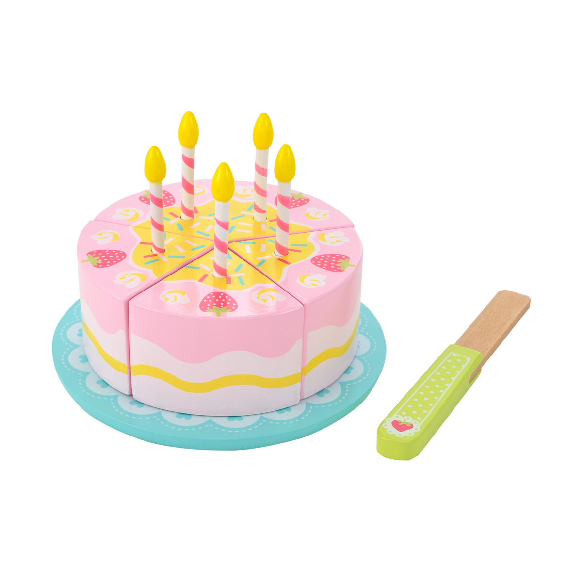 cute pink princess cake diy cut and happy set viga wooden birthday cake toy children's play house toys