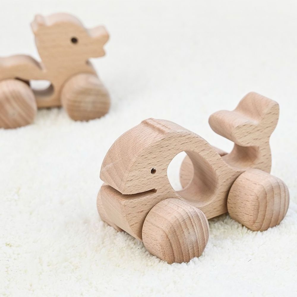 Montessori Benefit Intellectual Toy Natural Beech Wood Car Child Wooden Model Toy Car