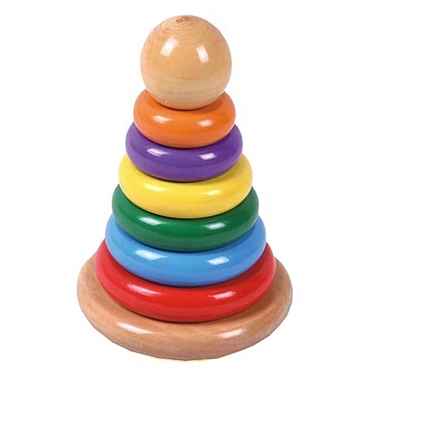 Educational Toy Stacking Rings Wooden Rainbow Stacker