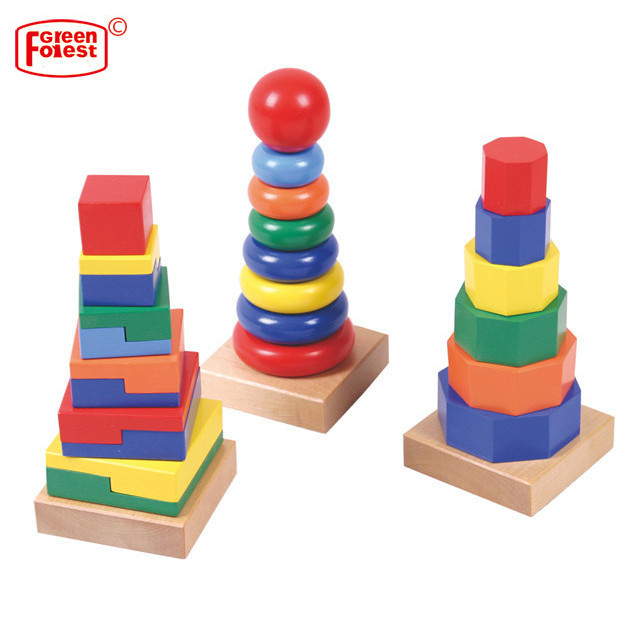 Educational Toy Stacking Rings Wooden Rainbow Stacker