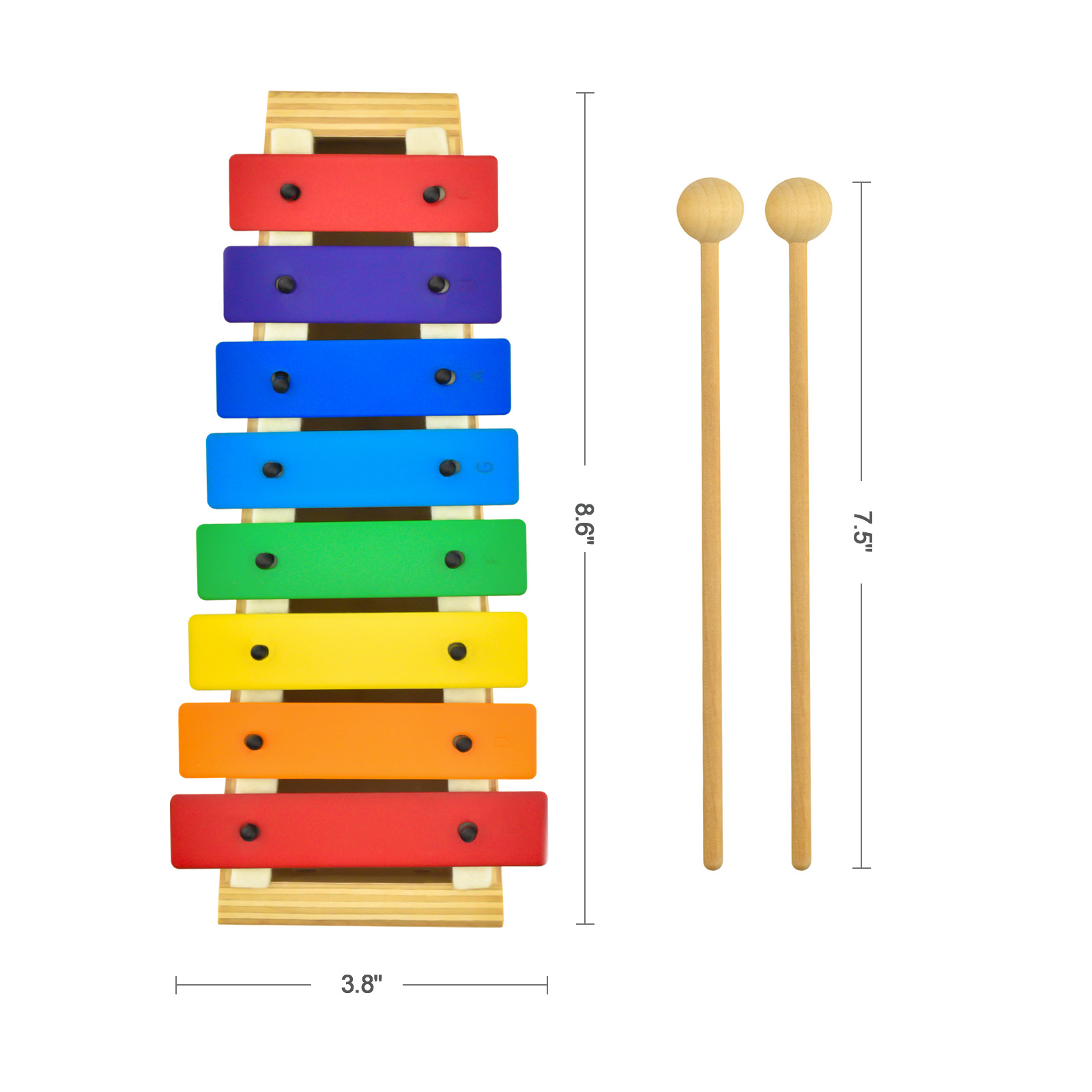 8 Tones Musical Instrument Lovely Xylophone Music Toy Kids Wooden Xylophone Educational Accordion Color Box High Five 8 Scales