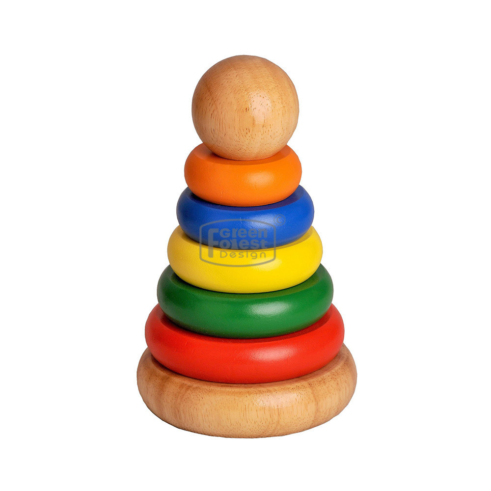 Educational Toy Stacking Rings Wooden Rainbow Stacker