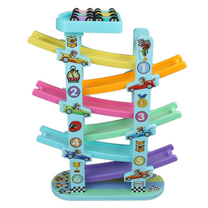 Kids Playing Toys 6 layers Colorful Sliding Car Wooden Ramp Racer