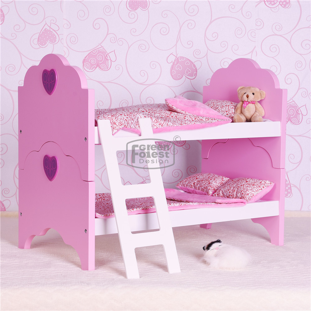 Wooden Doll Toys Lovely Heart wood craft Stackable doll furniture for 18 inch dolls