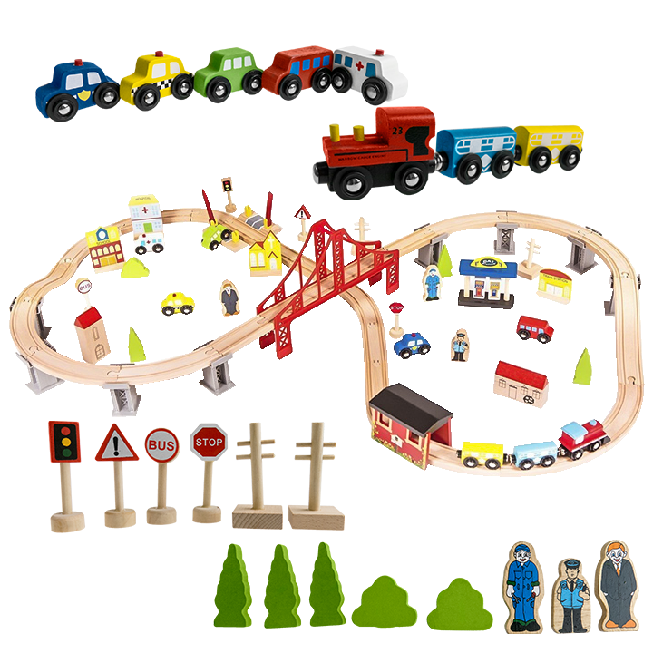 New Preschool Children Play Railway Track Kids 30 PCS Wooden Train Set Toy For Toddler wooden train with tracks