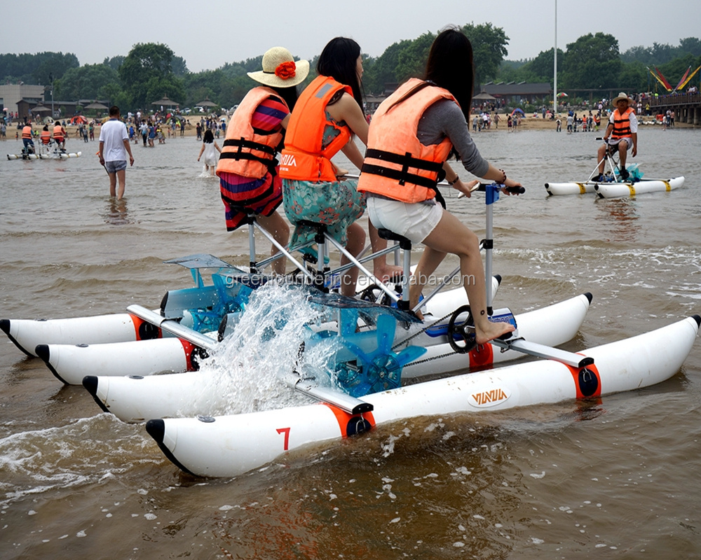 Hot Selling Tourism Three Riders Water Bikes Pedal Boats Supply