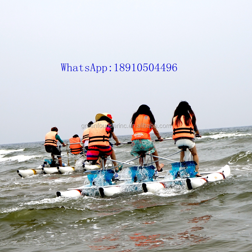 Hot Selling Tourism Three Riders Water Bikes Pedal Boats Supply