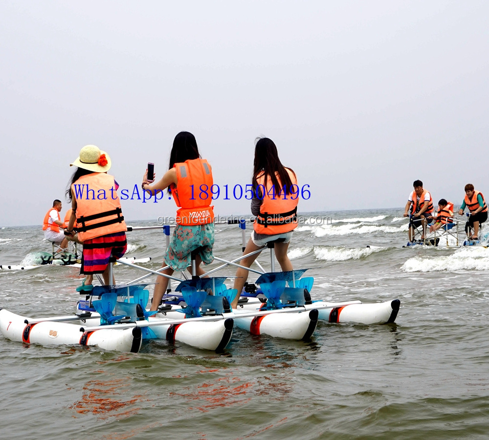 Hot Selling Tourism Three Riders Water Bikes Pedal Boats Supply