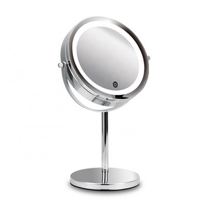 Hot Selling Double Sided Vanity Desktop 7X Magnifying Cosmetic Lighted Makeup Mirror with Touch Switch