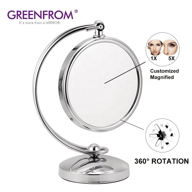 8 Inch Round 3X/5X Magnification Vanity Table Makeup Mirror with Swing Frame GMJ814